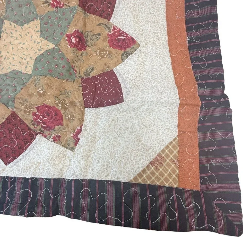 Country Quilt Pillow Shams Set of 2 Quilted Star Pillowcases New